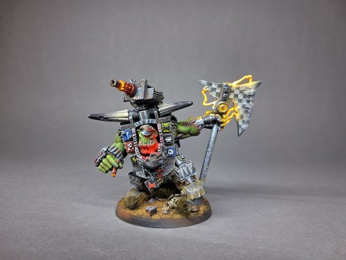 Ork Boss in Burna Power Armur