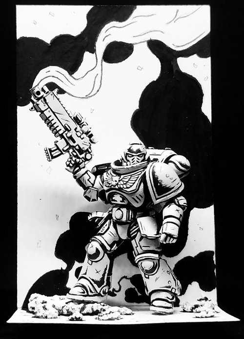 Space marine comic panel