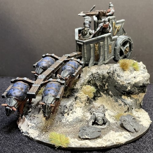 Dwarves chariot on a mountain road