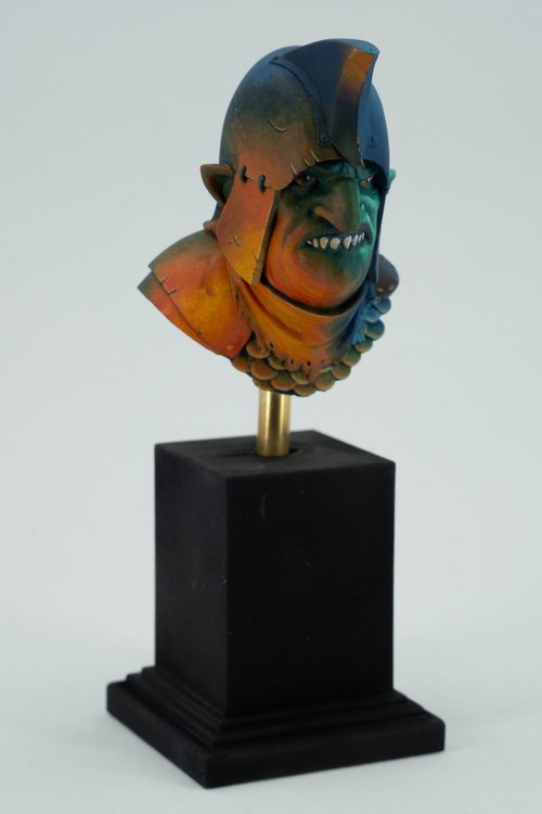 Ork Academic Bust, lit by torchlight