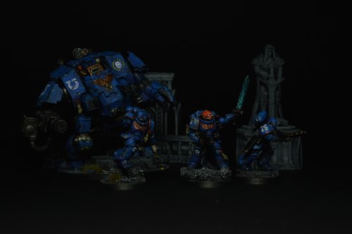 Ultramarine Assault Intercessors and Dreadnought