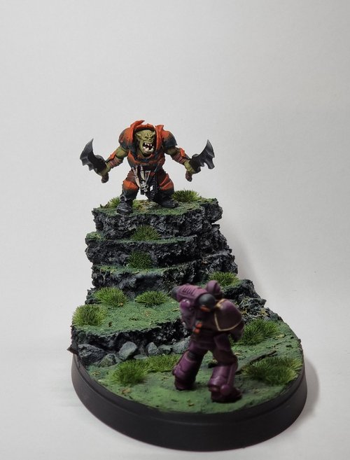 Orc and space marine stand of