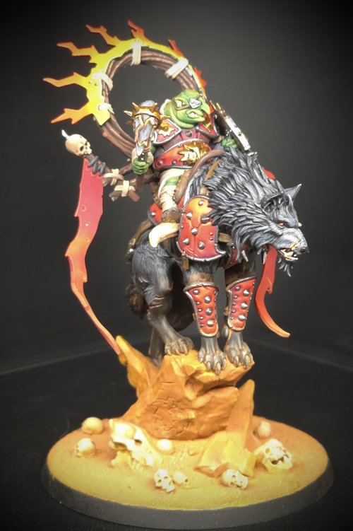 Ugly goblin on pretty wolf