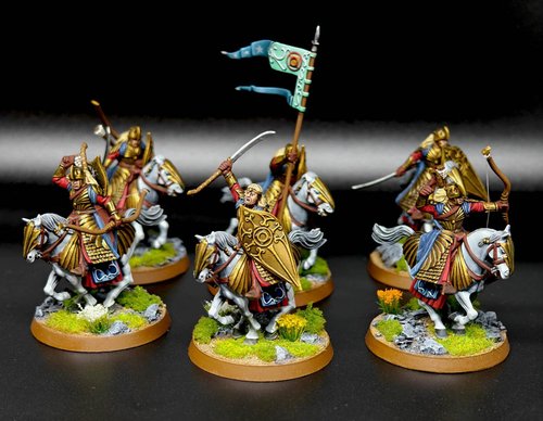 Galadhrim Knights on rocky meadow