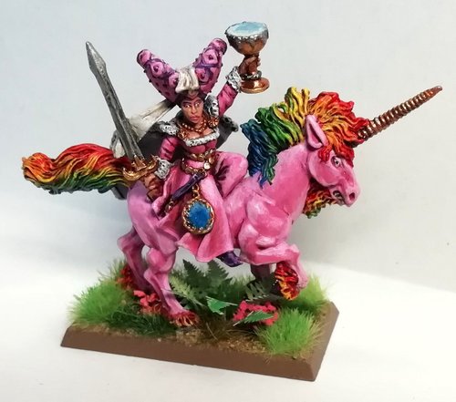Morgana le Fey on rainbow Unicorn