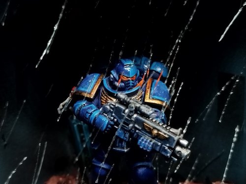 Space marine Rain scene