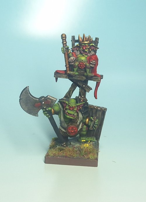 Goblin king on orc