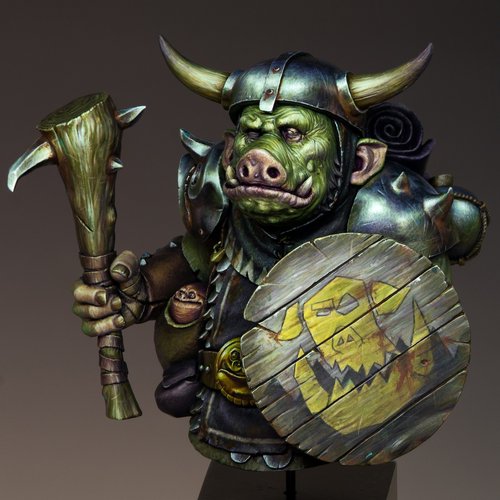 Orc Mercenary Bust - All Black