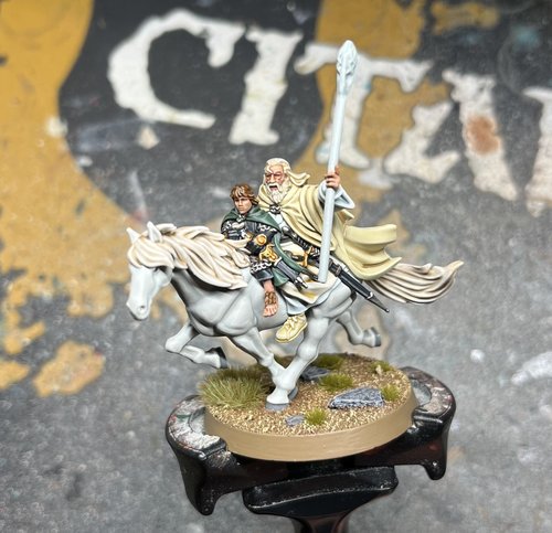Gandalf and Pippin on Shadowfax