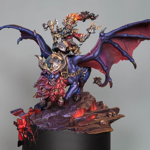 Chaos Dwarf Sorcerer on Lamassu