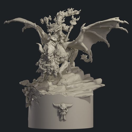 Chaos Dwarf Sorcerer on Lamassu
