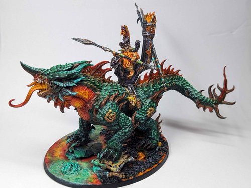 Runefather on magmadroth - skaven hunter - AOS Fyr