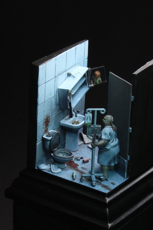 Objects in the bathroom mirror